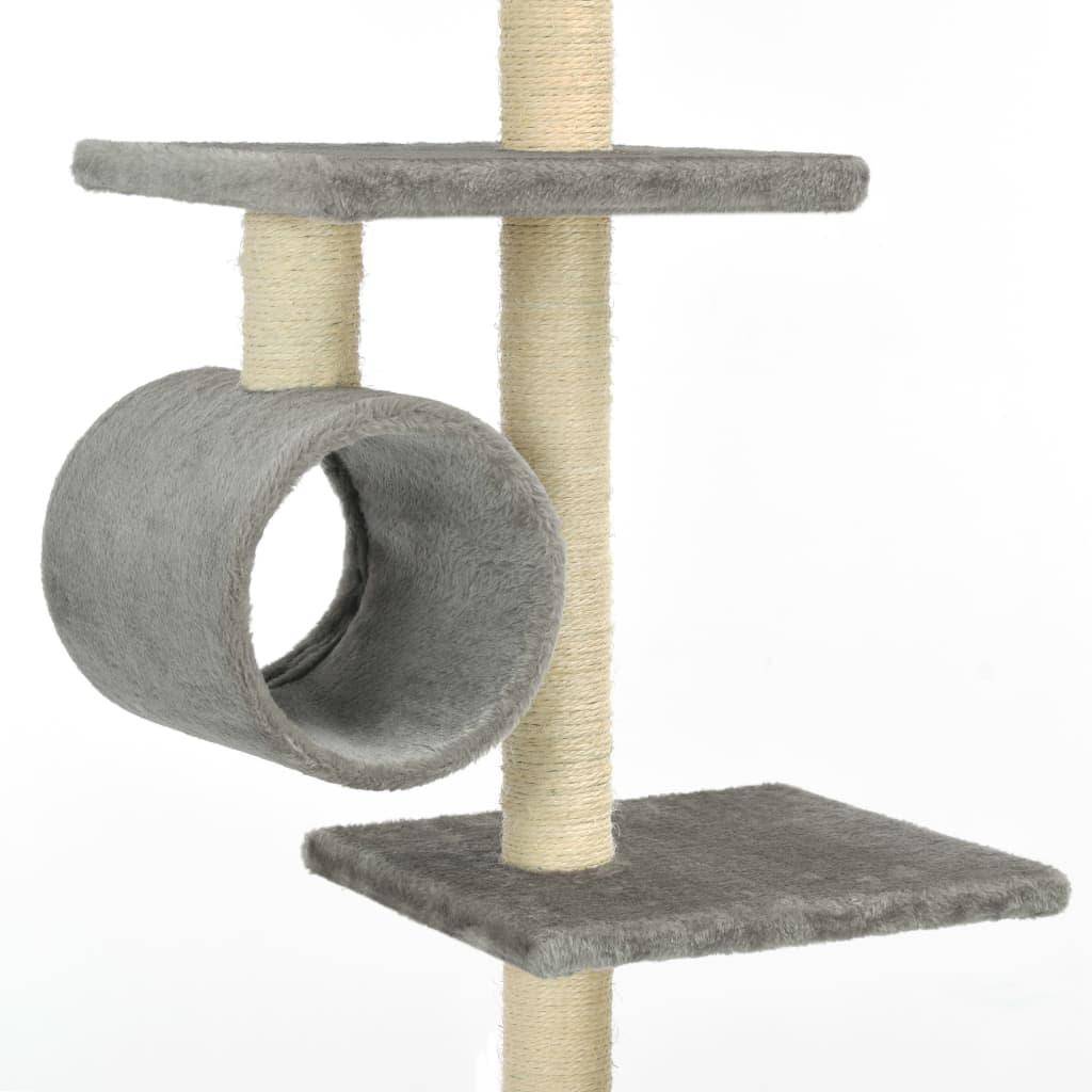 Helloshop26 - Arbre à chat griffoir grattoir niche jouet animaux peluché en sisal 260 cm gris - Imagen 5