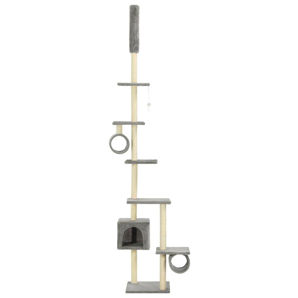 Helloshop26 - Arbre à chat griffoir grattoir niche jouet animaux peluché en sisal 260 cm gris - Imagen 3