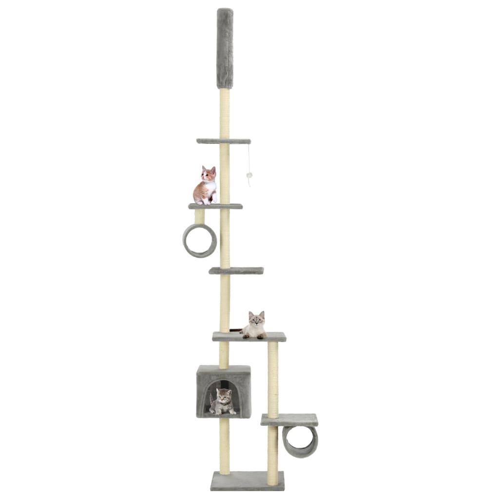 Helloshop26 - Arbre à chat griffoir grattoir niche jouet animaux peluché en sisal 260 cm gris - Imagen 1