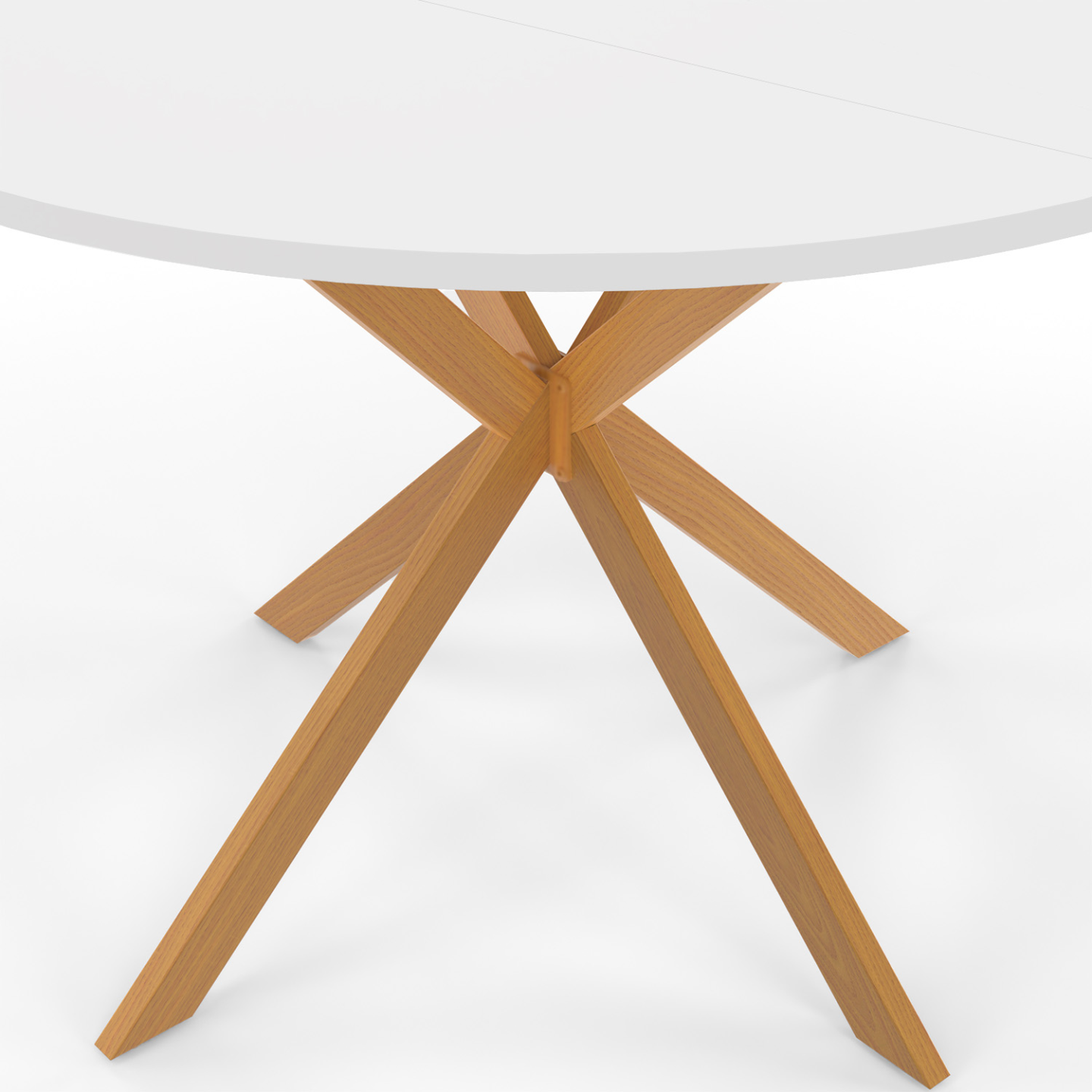 Table à manger ronde ALIX 6 personnes pied araignée bois plateau blanc GISELE 110 cm - Image 5