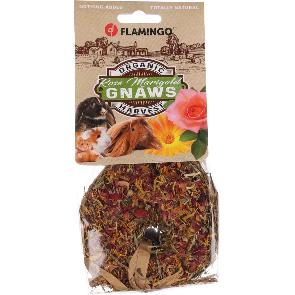 Flamingo - Friandises Donut de foin aux fleurs de pissenlit & pétales de rose ø 9 cm pour rongeur - Imagen 2