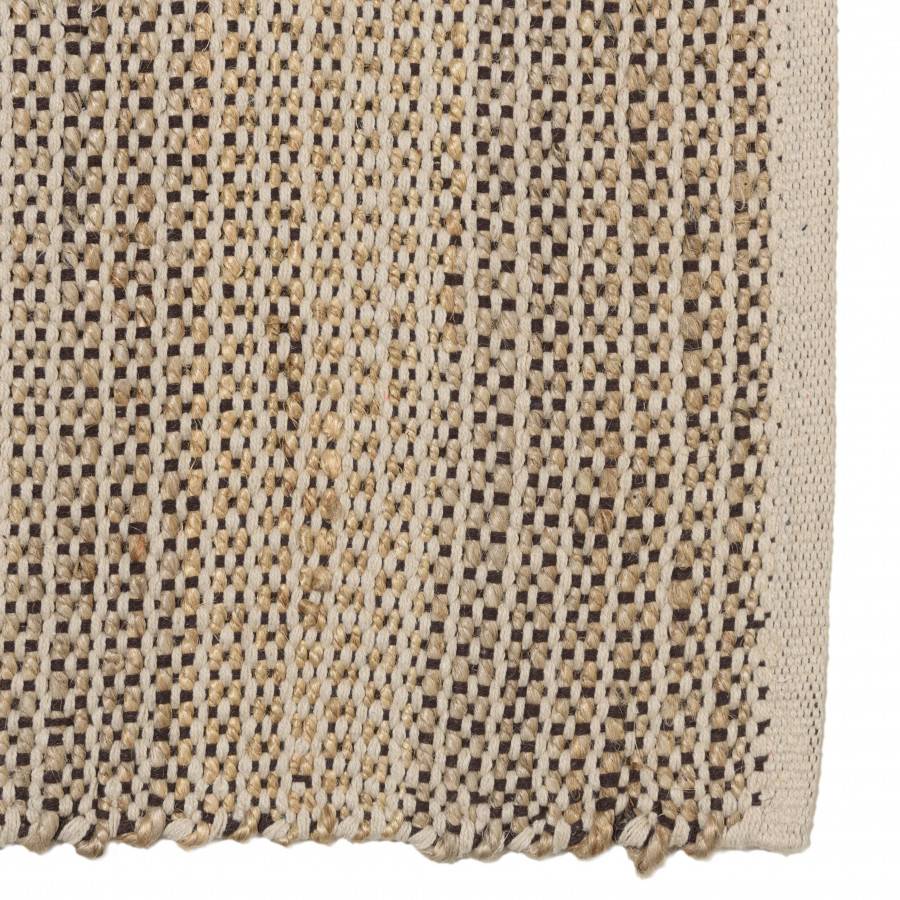 Macabane - QUENTIN - Tapis rect. 160x230cm jute et coton couleur sable/ivoire/noir - Imagen 6