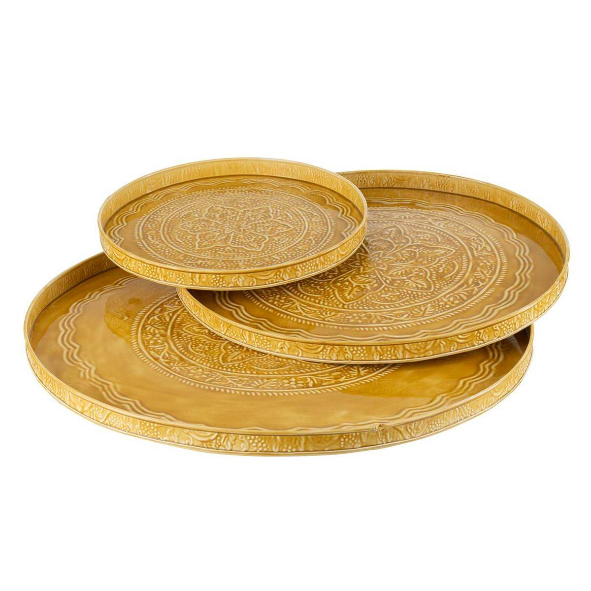 Plateau de Service Déco "Sévilla" 35cm Ocre - Image 3