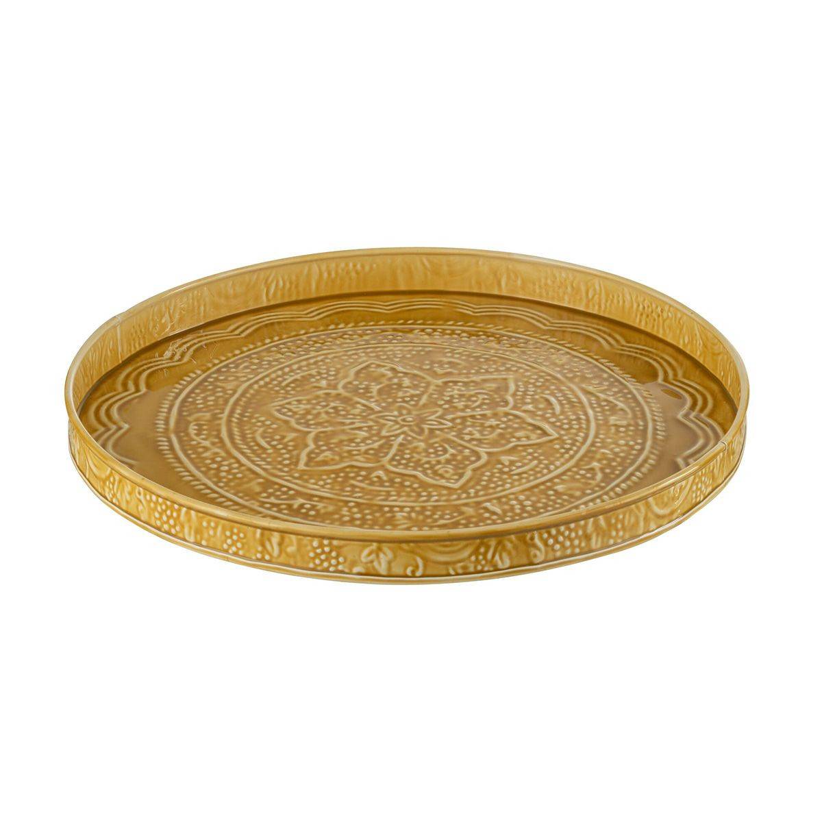 Plateau de Service Déco "Sévilla" 35cm Ocre - Image 1