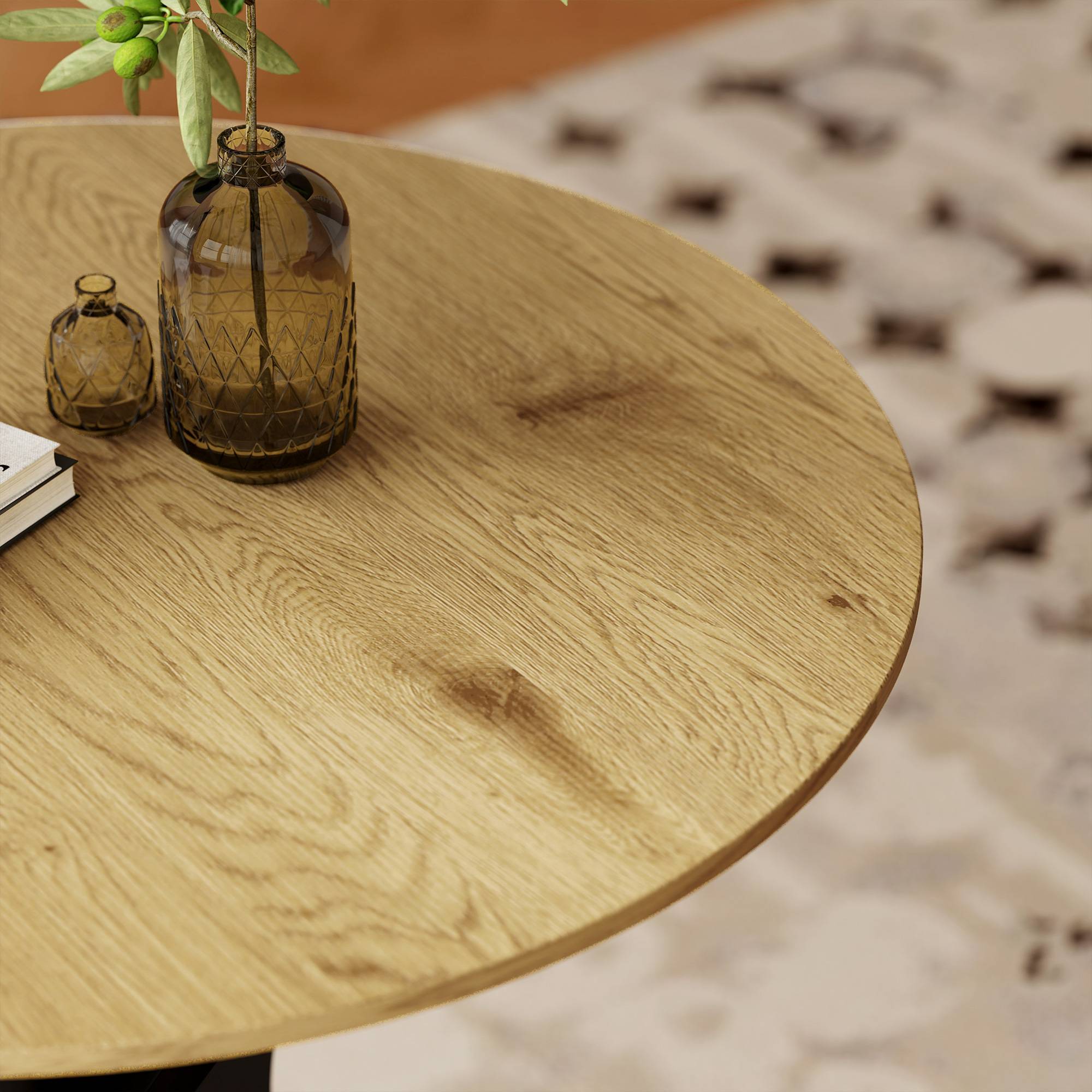 Table de salle à manger, table de cuisine, table ronde, design moderne, 78 cm x 78 cm x 75 cm, bois naturel - Image 10