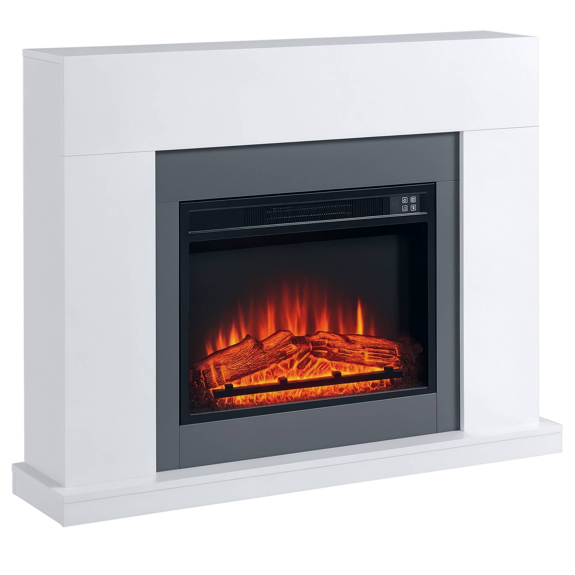 Cheminée électrique 1800W-2000W télécommande flamme réglable thermostat minuterie hebdomadaire 37 m² blanc - Image 1