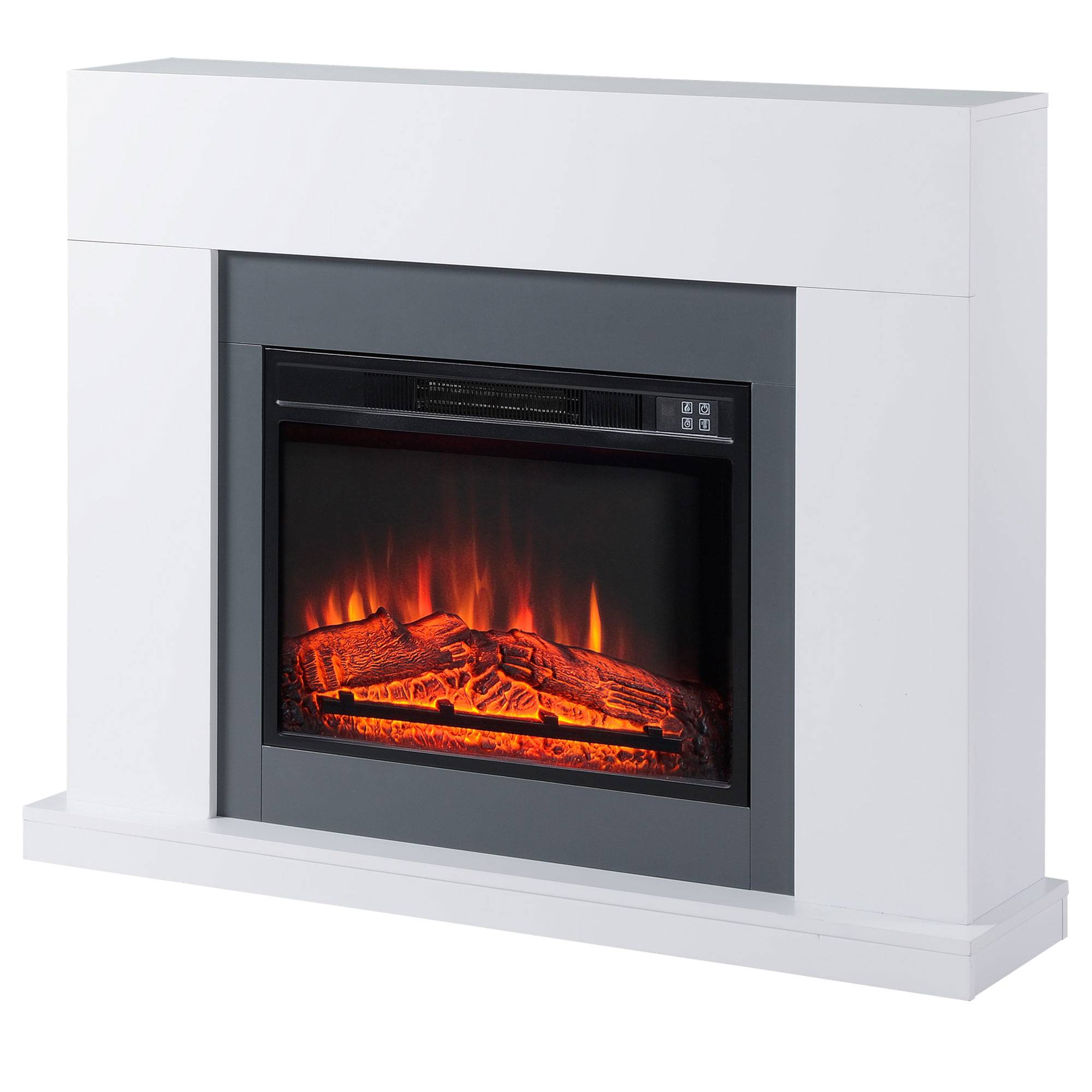 Cheminée électrique 1800W-2000W télécommande flamme réglable thermostat minuterie hebdomadaire 37 m² blanc - Image 2