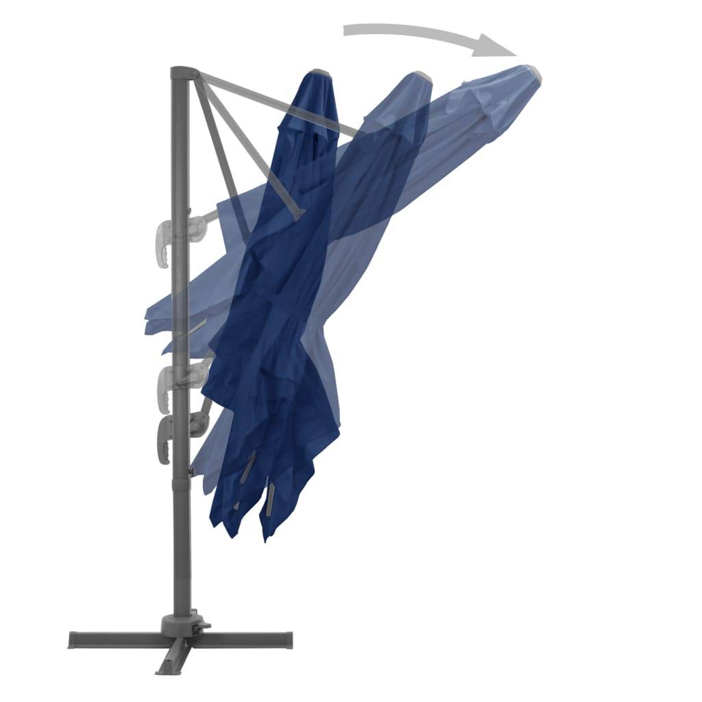 Helloshop26 - Parasol déporté avec mât en aluminium 3 x 3 m bleu azuré - Imagen 4