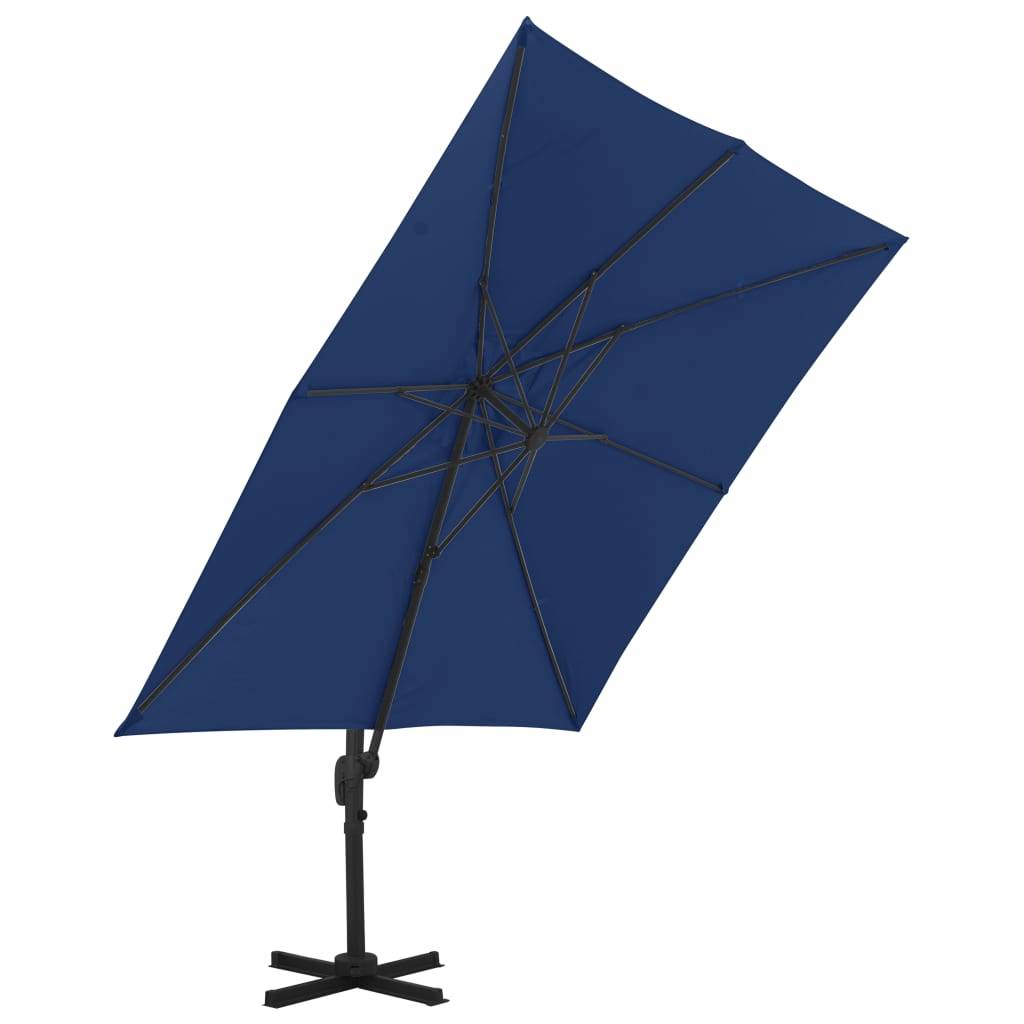Helloshop26 - Parasol déporté avec mât en aluminium 3 x 3 m bleu azuré - Imagen 2