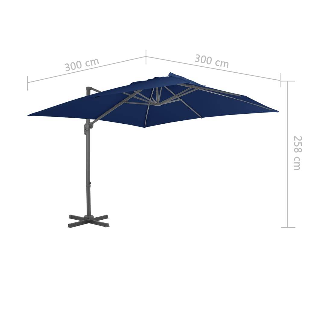 Helloshop26 - Parasol déporté avec mât en aluminium 3 x 3 m bleu azuré - Imagen 7