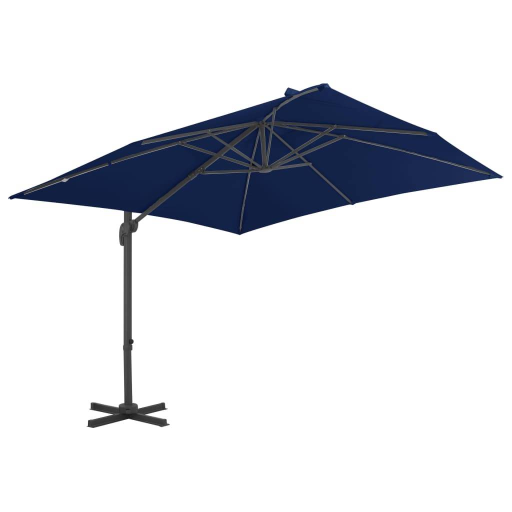 Helloshop26 - Parasol déporté avec mât en aluminium 3 x 3 m bleu azuré - Imagen 3