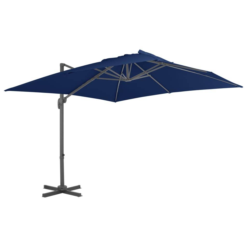 Helloshop26 - Parasol déporté avec mât en aluminium 3 x 3 m bleu azuré - Imagen 1