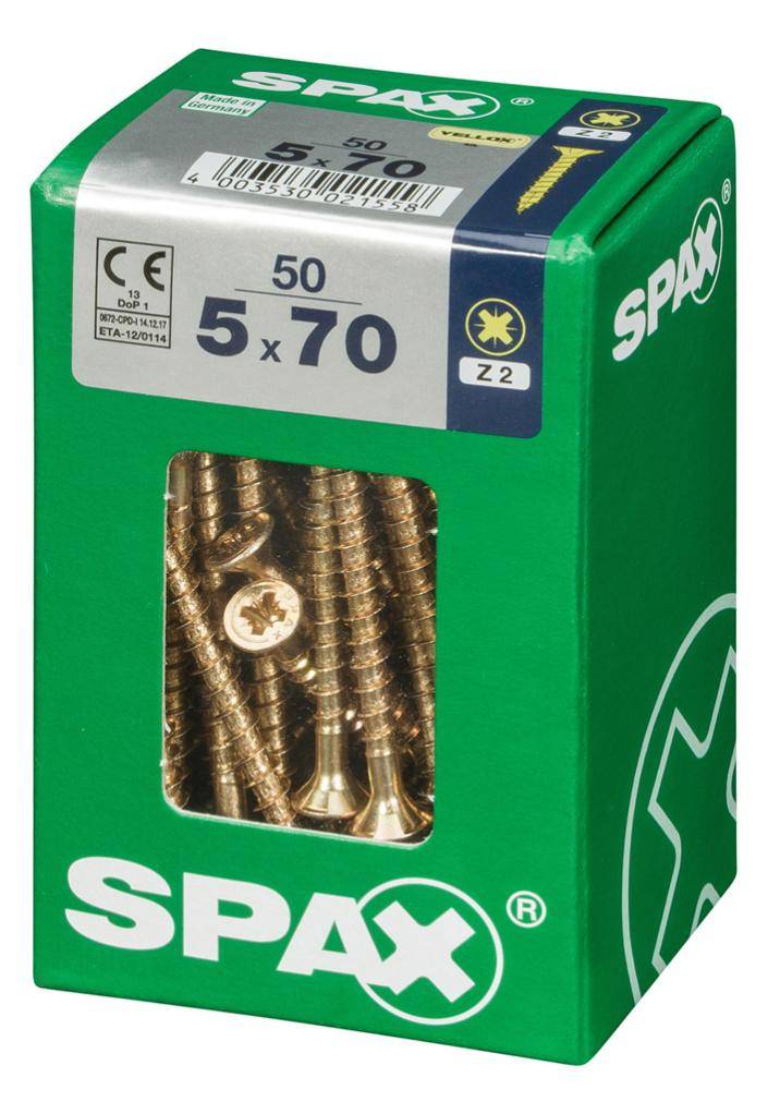 Spax - Lot de 50 vis acier tête fraisée pozidriv SPAX, Diam.5 mm x L.70 mm - Image 5