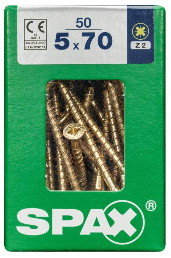 Spax - Lot de 50 vis acier tête fraisée pozidriv SPAX, Diam.5 mm x L.70 mm - Image 4