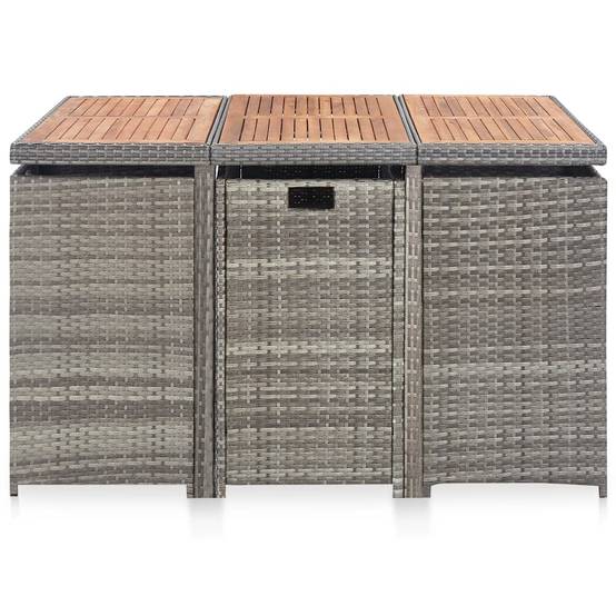ComfortXL - Salon de Jardin Encastrable 11 Pièces Résine Tressée et Acacia pour 10 Personnes Anthracite – ComfortXL Outdoor Living - Image 2