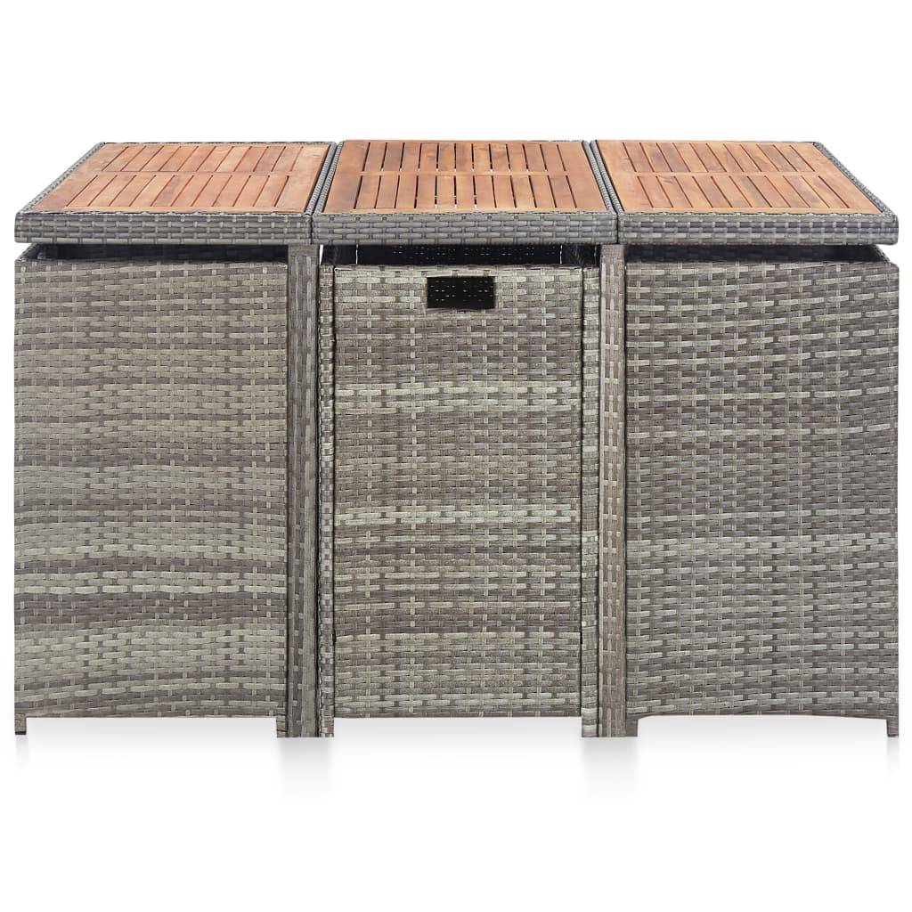 ComfortXL - Salon de Jardin Encastrable 11 Pièces Résine Tressée et Acacia pour 10 Personnes Anthracite – ComfortXL Outdoor Living - Image 2
