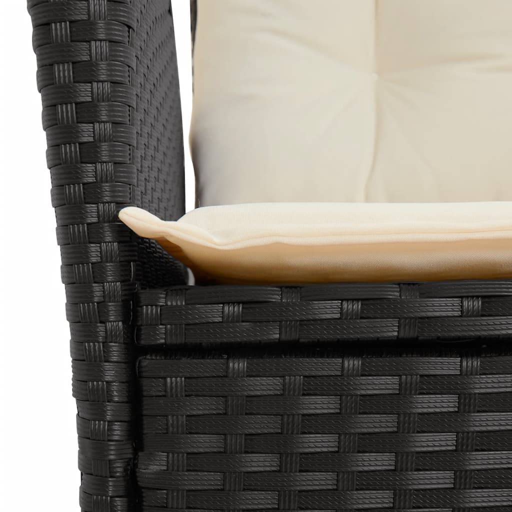 Salon de Jardin 8 Personnes Résine Tressée Noire, Table Acacia 190x80cm et Fauteuils Inclinables, Coussins Crème – ComfortXL Outdoor Living - Image 6