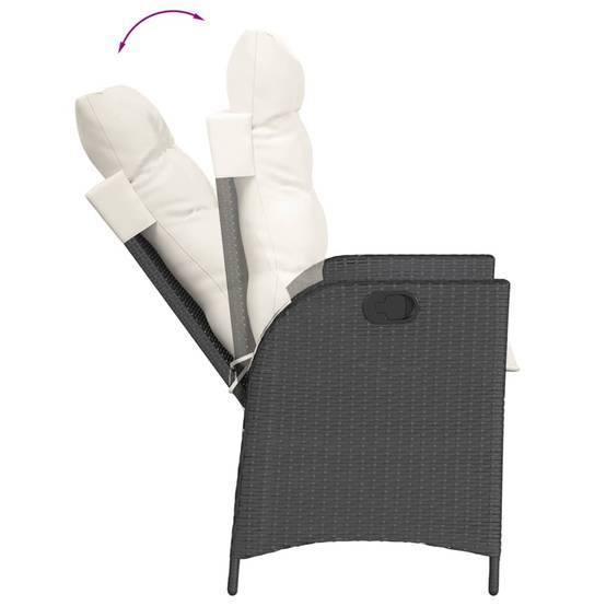 Salon de Jardin 8 Personnes Résine Tressée Noire, Table Acacia 190x80cm et Fauteuils Inclinables, Coussins Crème – ComfortXL Outdoor Living - Image 4