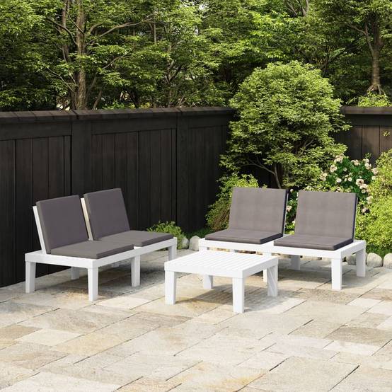 ComfortXL - Salon de jardin 3p Plastique avec Coussins pour Terrasse Extérieur Blanc – ComfortXL Outdoor Living - Image 1