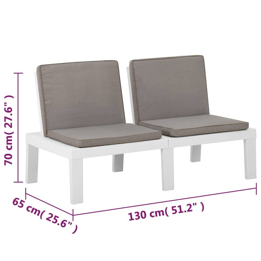 ComfortXL - Salon de jardin 3p Plastique avec Coussins pour Terrasse Extérieur Blanc – ComfortXL Outdoor Living - Image 5