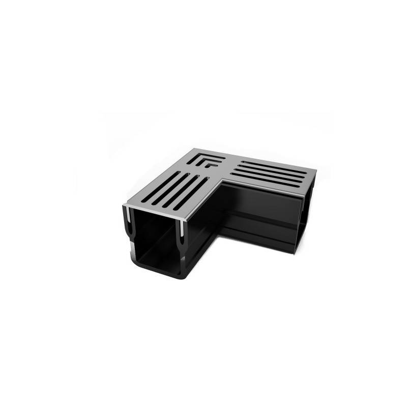 Caniveau XXS MINI L 6,5 cm Grille aluminium - StarDrain - LINE ECO -       Élément d'angle - Image 2