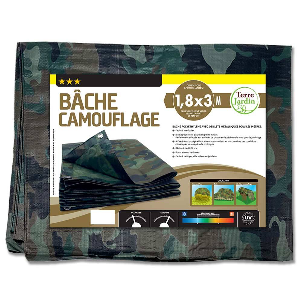 Terre Jardin - Bâche camouflage militaire 130g/m2 3 x 1.8 Armée - Imagen 5