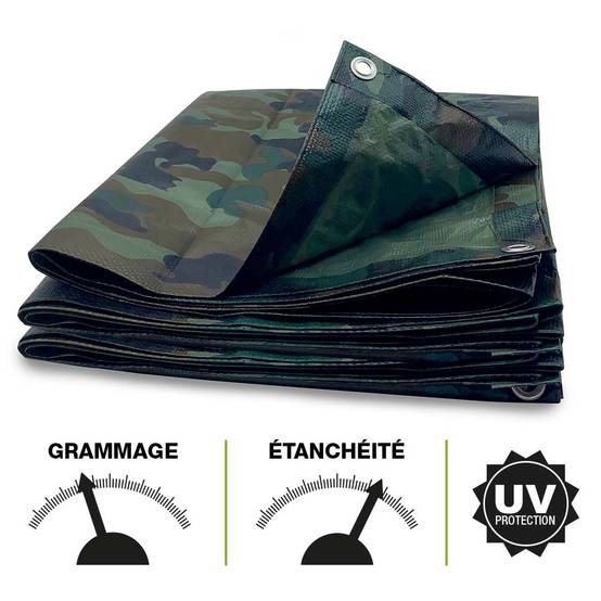 Terre Jardin - Bâche camouflage militaire 130g/m2 3 x 1.8 Armée - Imagen 2