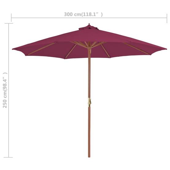 PANGIVO - Parasol d'extérieur avec mât en bois 300 x 250 cm rouge bordeaux - PANGIVO - Image 7