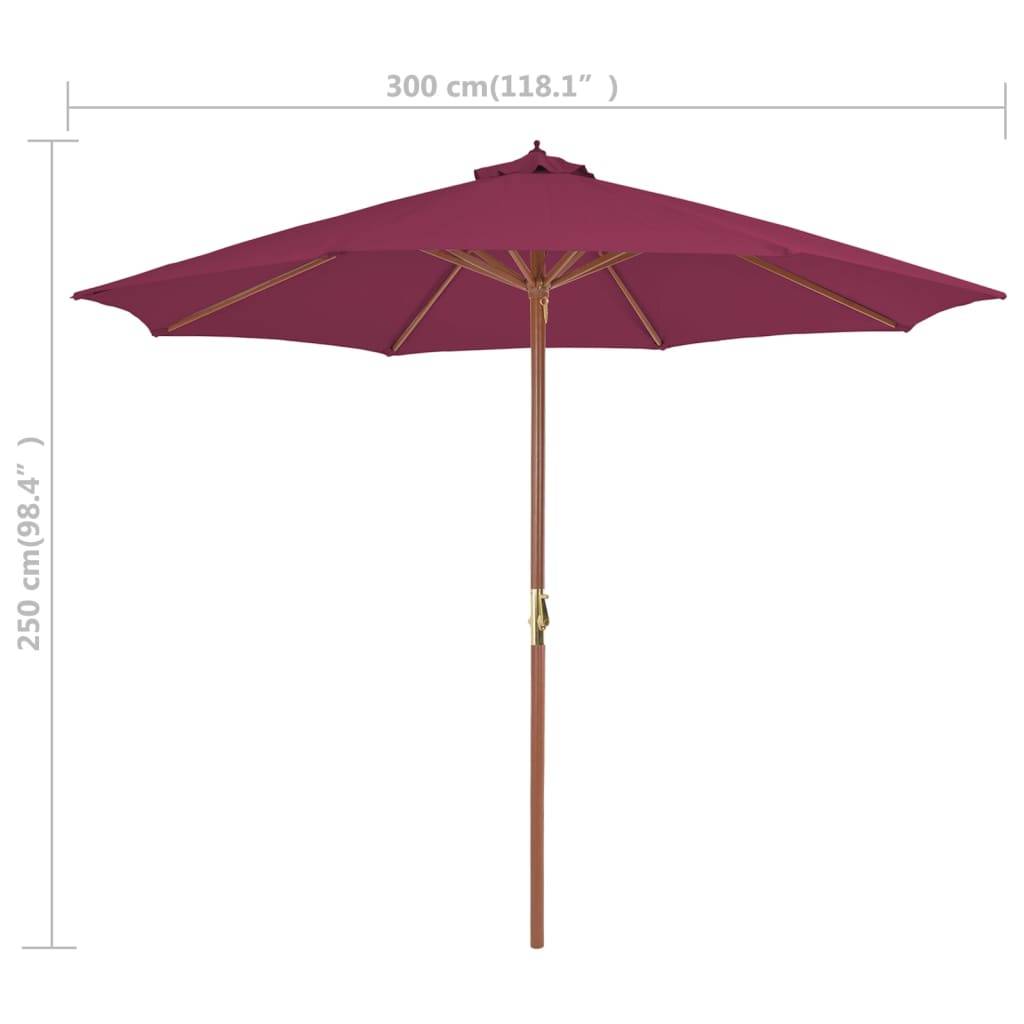 PANGIVO - Parasol d'extérieur avec mât en bois 300 x 250 cm rouge bordeaux - PANGIVO - Image 7
