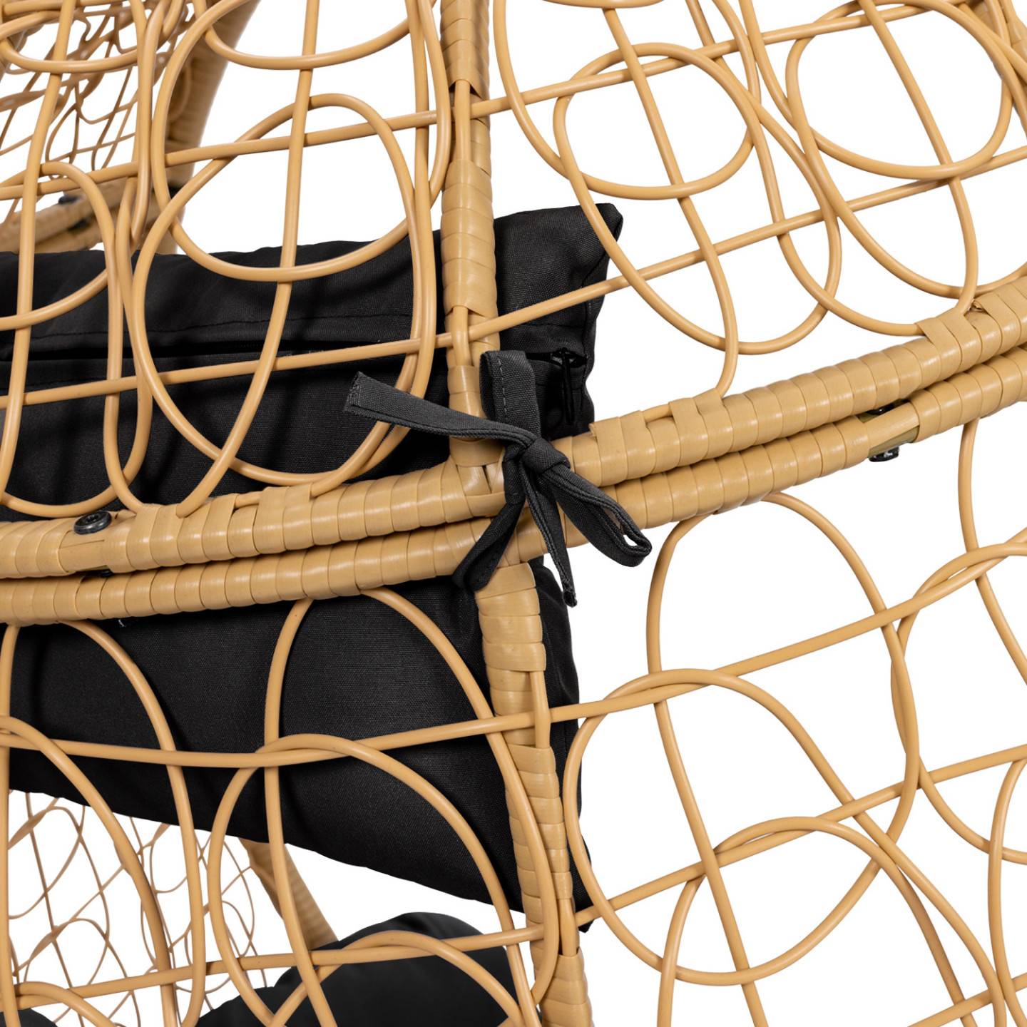 IDMARKET - Fauteuil oeuf suspendu ajouré effet rotin avec coussin noir - Image 6