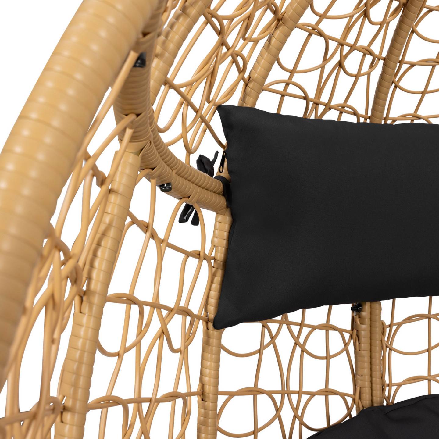 IDMARKET - Fauteuil oeuf suspendu ajouré effet rotin avec coussin noir - Image 7