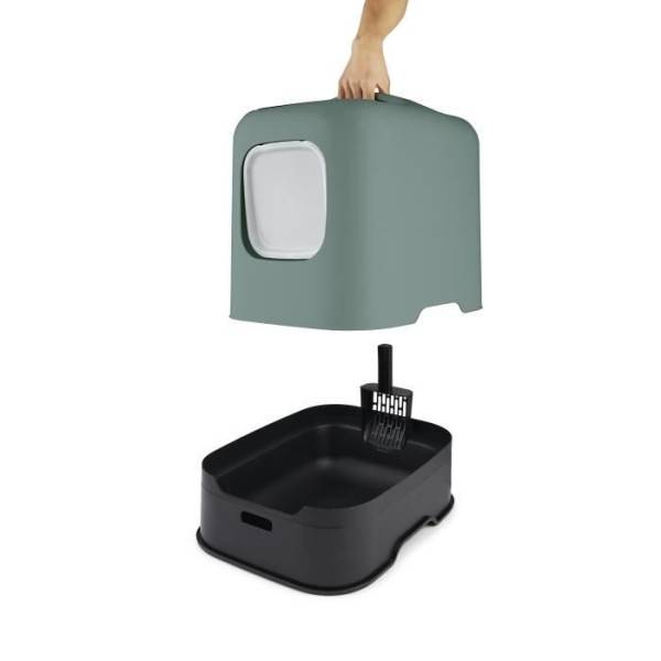 ROTHO - Maison toilette pour chat 51 x 39 x 40 cm - Bac a litiere - Vert de Gui - Image 2