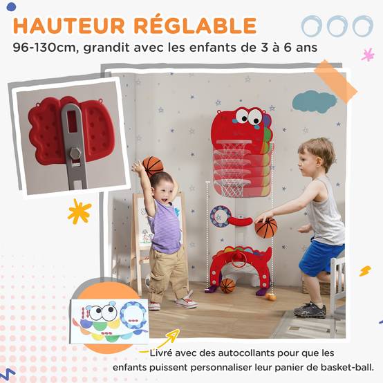 Panier de basket-ball pour enfants, hauteur réglable, 5 en 1 lancer de balles, golf, football jeu de lasso, 3-6 ans - Image 8