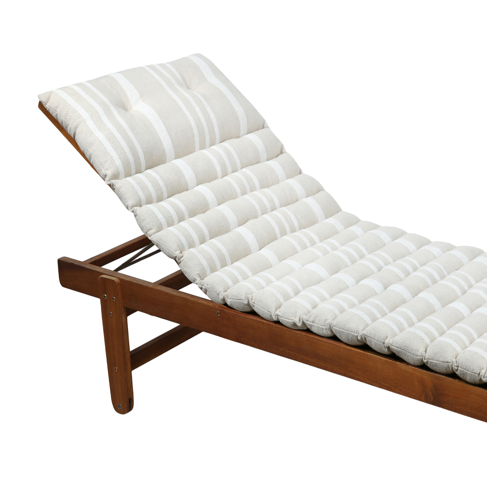 Lovely Casa - Matelas bain de soleil extérieur à rayures - LOVELY CASA - Coton - Blanc - Image 2