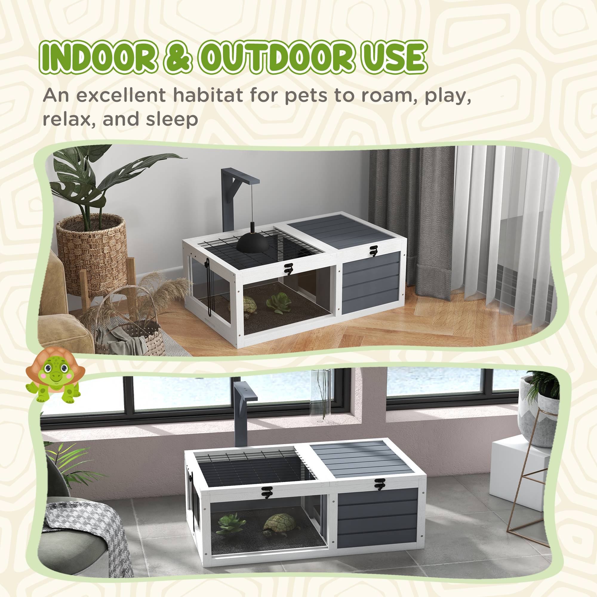 Enclos pour tortue bois griss 81 x 48 x 31.5 cm - PANGIVO - Image 10