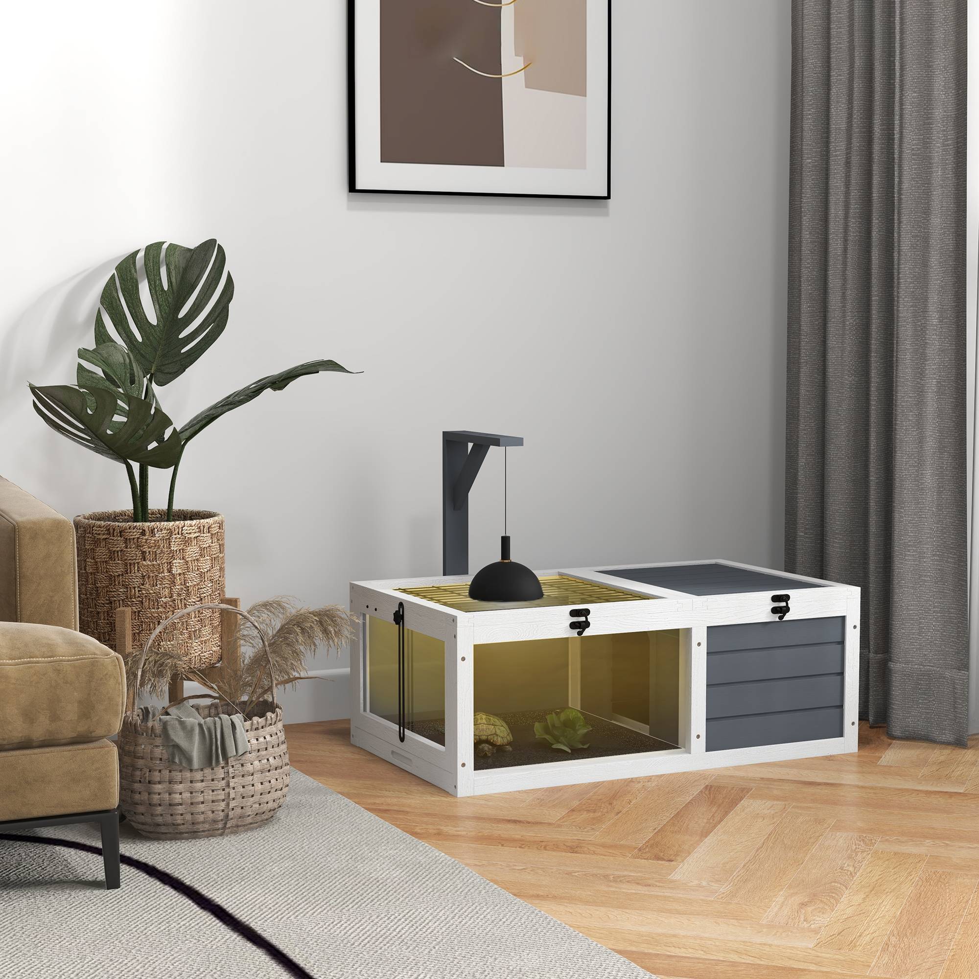 Enclos pour tortue bois griss 81 x 48 x 31.5 cm - PANGIVO - Image 3