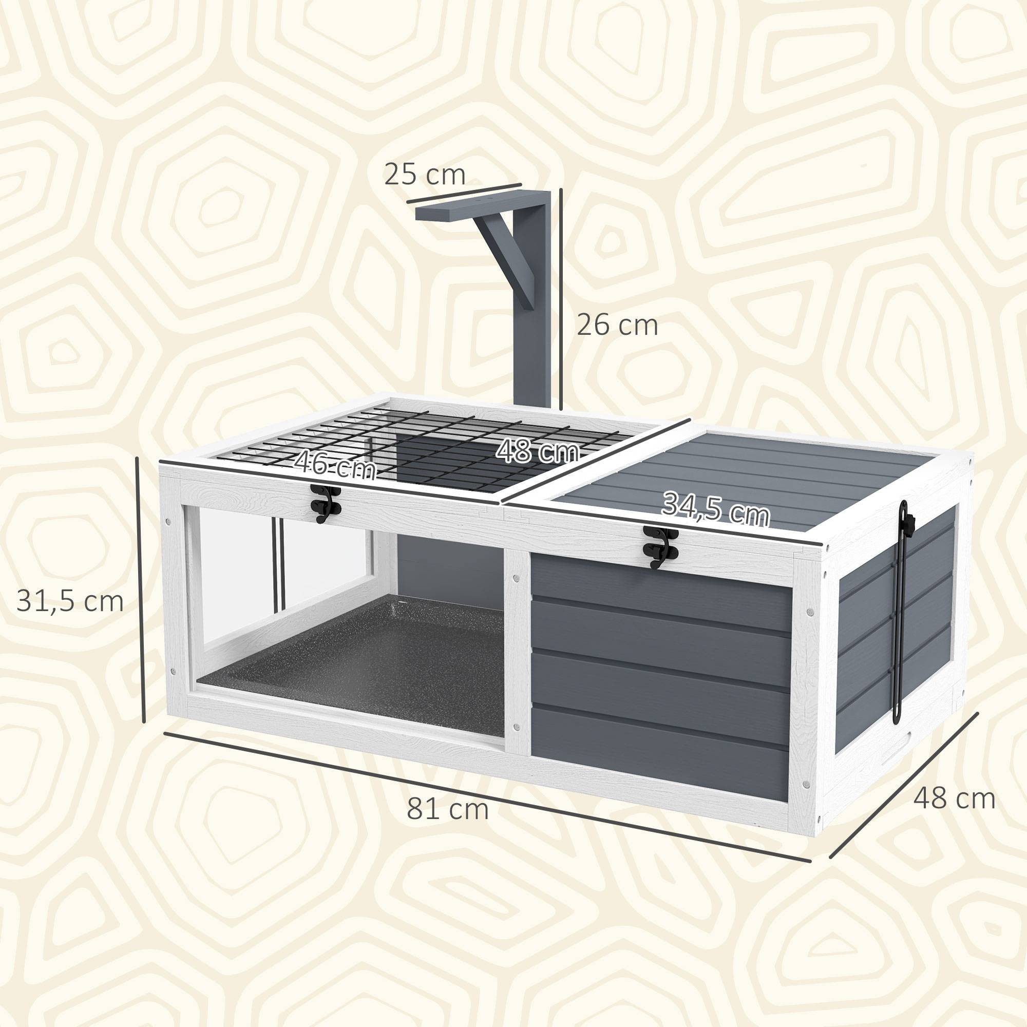 Enclos pour tortue bois griss 81 x 48 x 31.5 cm - PANGIVO - Image 5