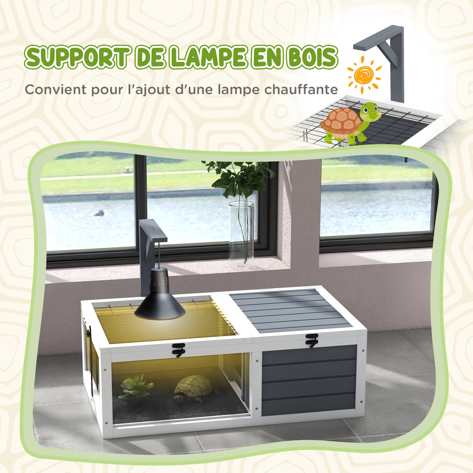 Enclos pour tortue bois griss 81 x 48 x 31.5 cm - PANGIVO - Image 7