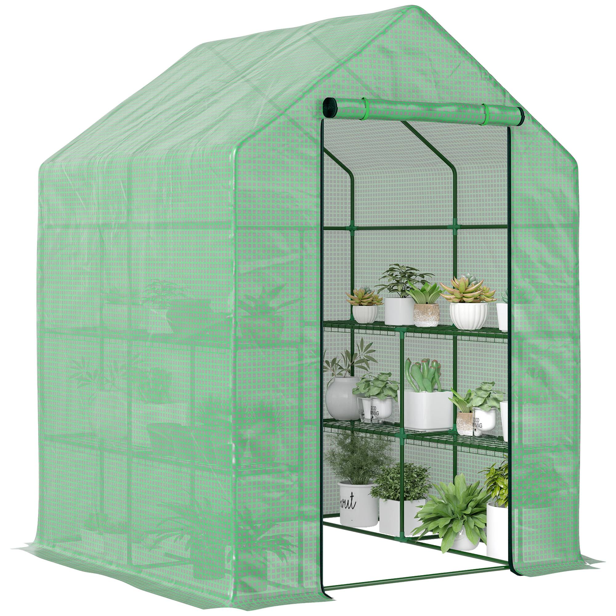 Sans Marque - Serre de jardin étagères 143x138x190 cm bâche PE serre potagère porte enroulable culture légumes fleurs serre balcon verte jardin extérieur