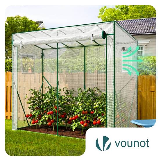 Vounot - Serre de jardin Serre tomates avec porte et fenetres moustiquaire bache PE renforcee 135g/m2 200x77x170cm Blanc - Image 6
