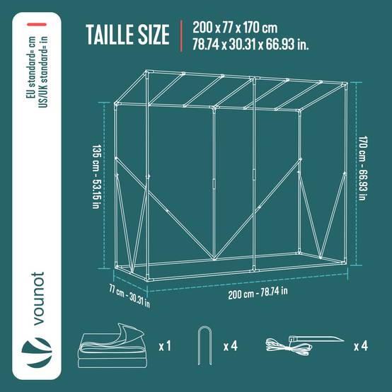 Vounot - Serre de jardin Serre tomates avec porte et fenetres moustiquaire bache PE renforcee 135g/m2 200x77x170cm Blanc - Image 3