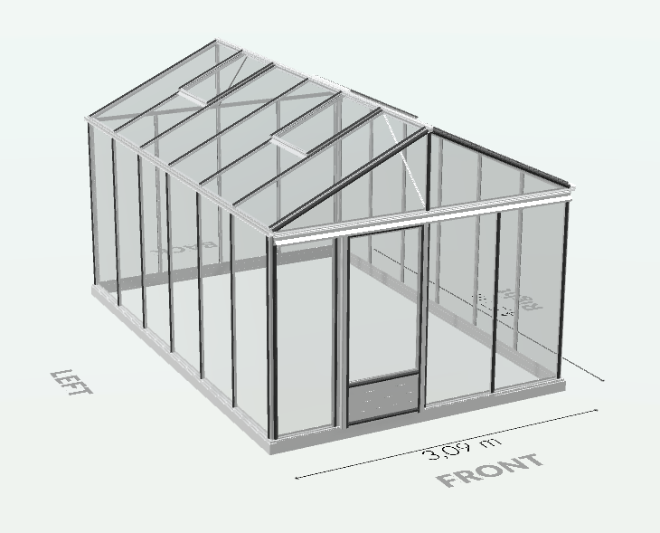 Serre en verre trempé - Euro Maxi - Alu - 15m² - GRIS ALUMINIUM - L'atelier des serres - Image 6
