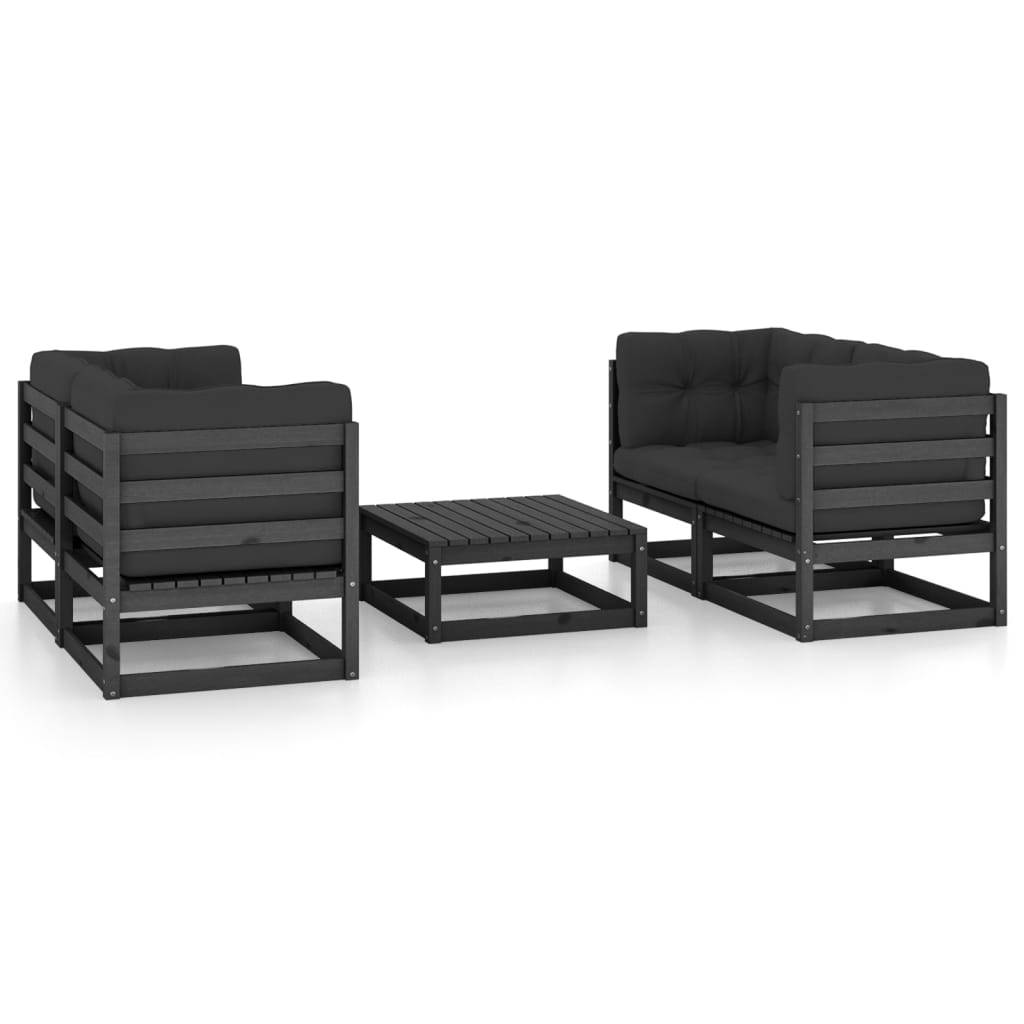 Helloshop26 - Salon de jardin meuble d'extérieur ensemble de mobilier 5 pièces avec coussins bois de pin massif - Imagen 1