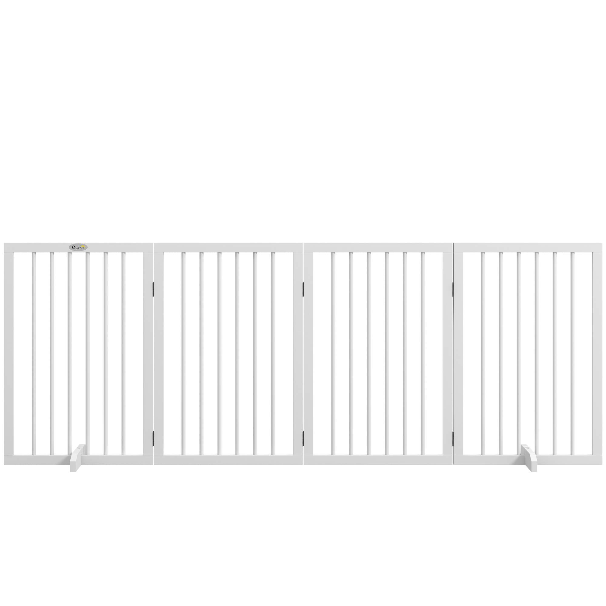 Barrière pour chien, pliable, antidérapante, pieds de support, cadre bois, 206x35,5x76 cm, blanc - Image 2