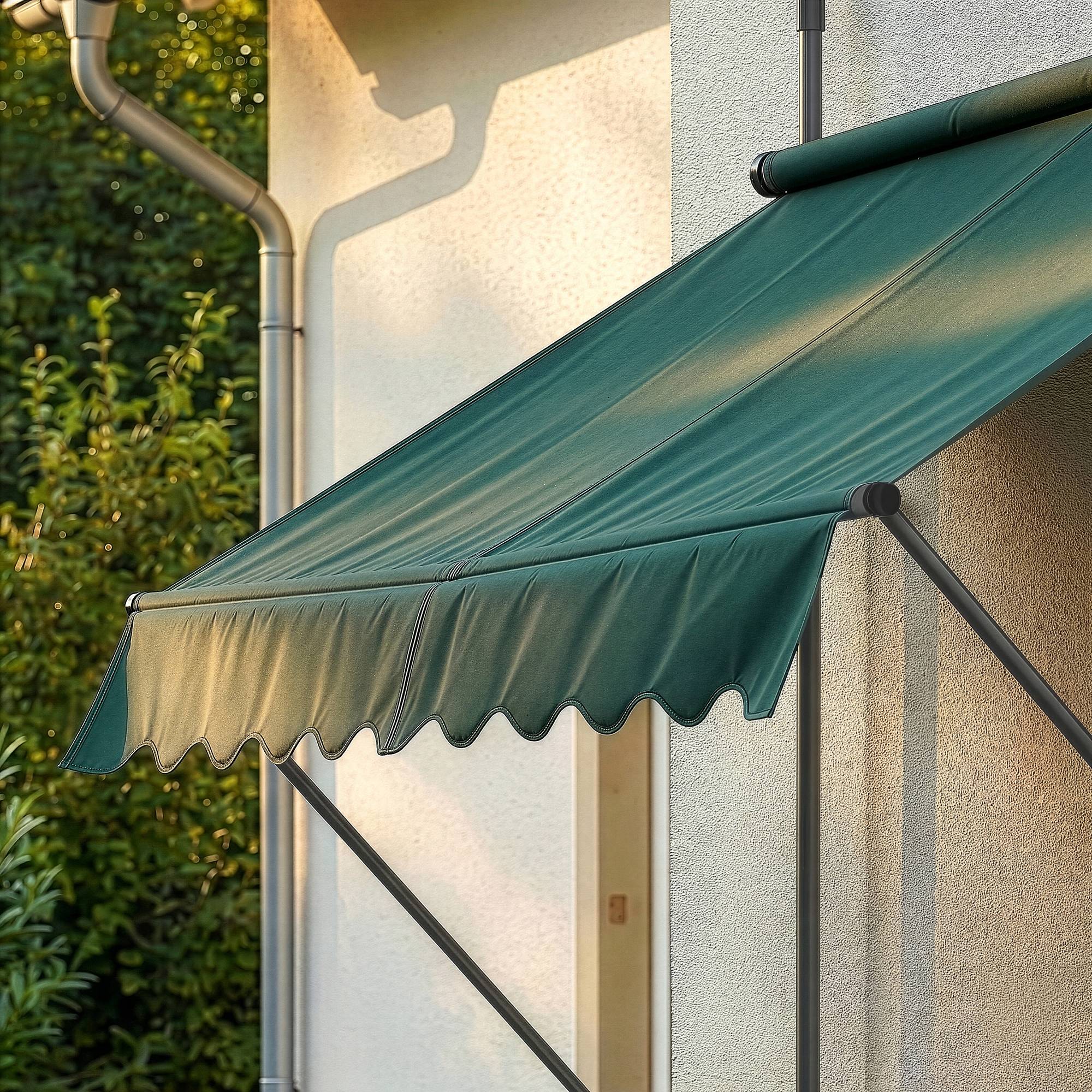 Pro.Tec - Store Banne Téléscopique Acier Polyester 300 x 120 x 220-309 cm Vert Foncé [pro.tec] - Imagen 5