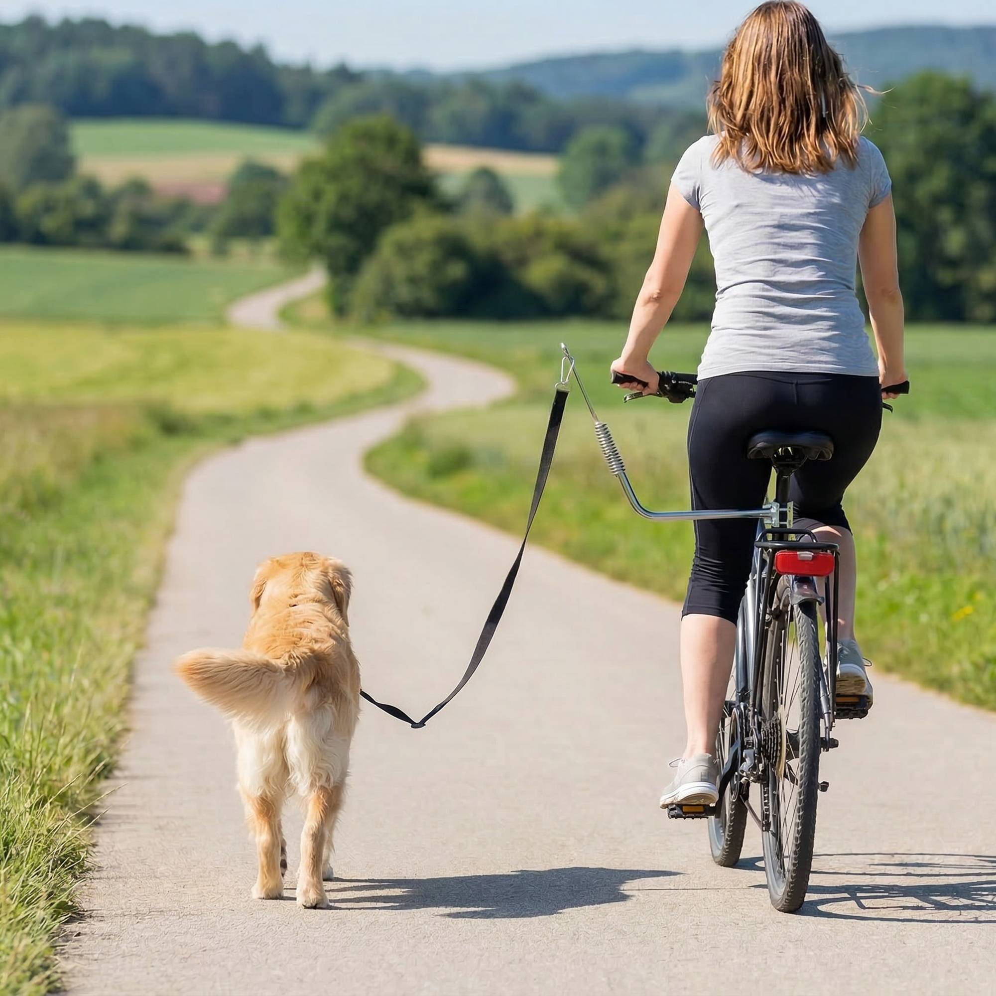 Sans Marque - Laisse vélo chien amortisseurs sangle réglable amovible attache rapide entraînement/jogging argent/noir - Image 3