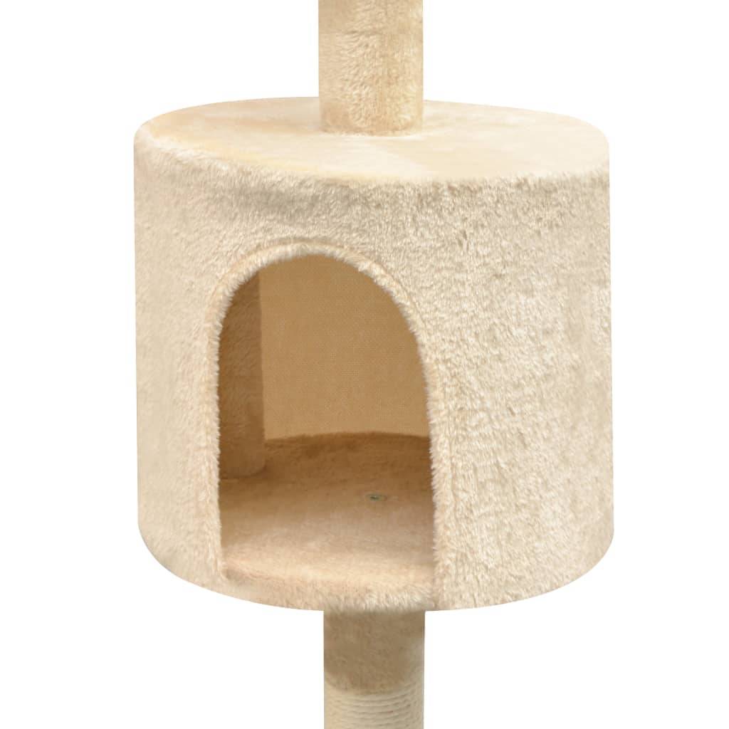 Arbre à chat 125 cm avec hamac griffoir sisal et jouets suspendus Beige – ComfortXL Pet Living - Image 3