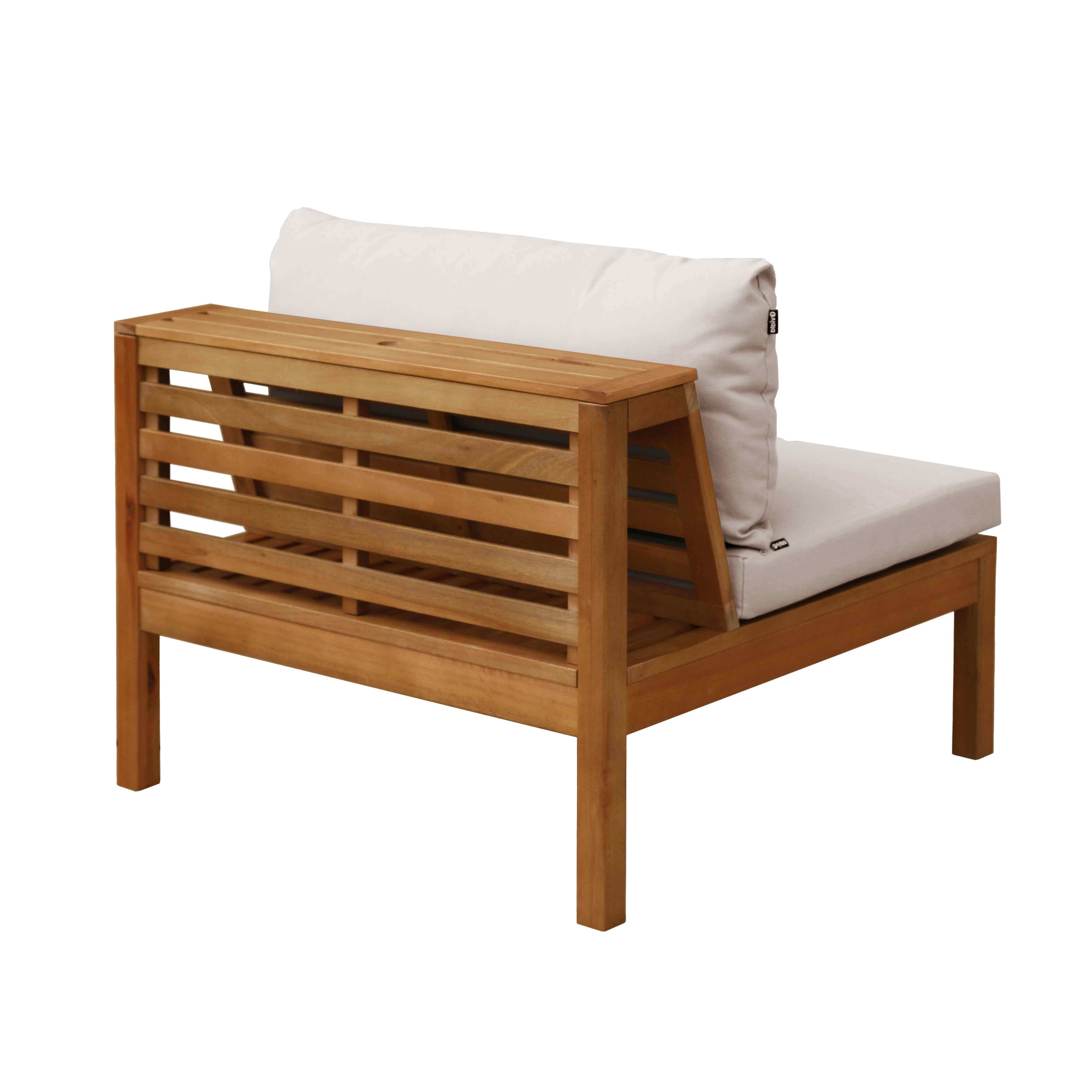 Oviala - Fauteuil de jardin bas en bois d'eucalyptus écru Maupiti - Oviala - Imagen 6