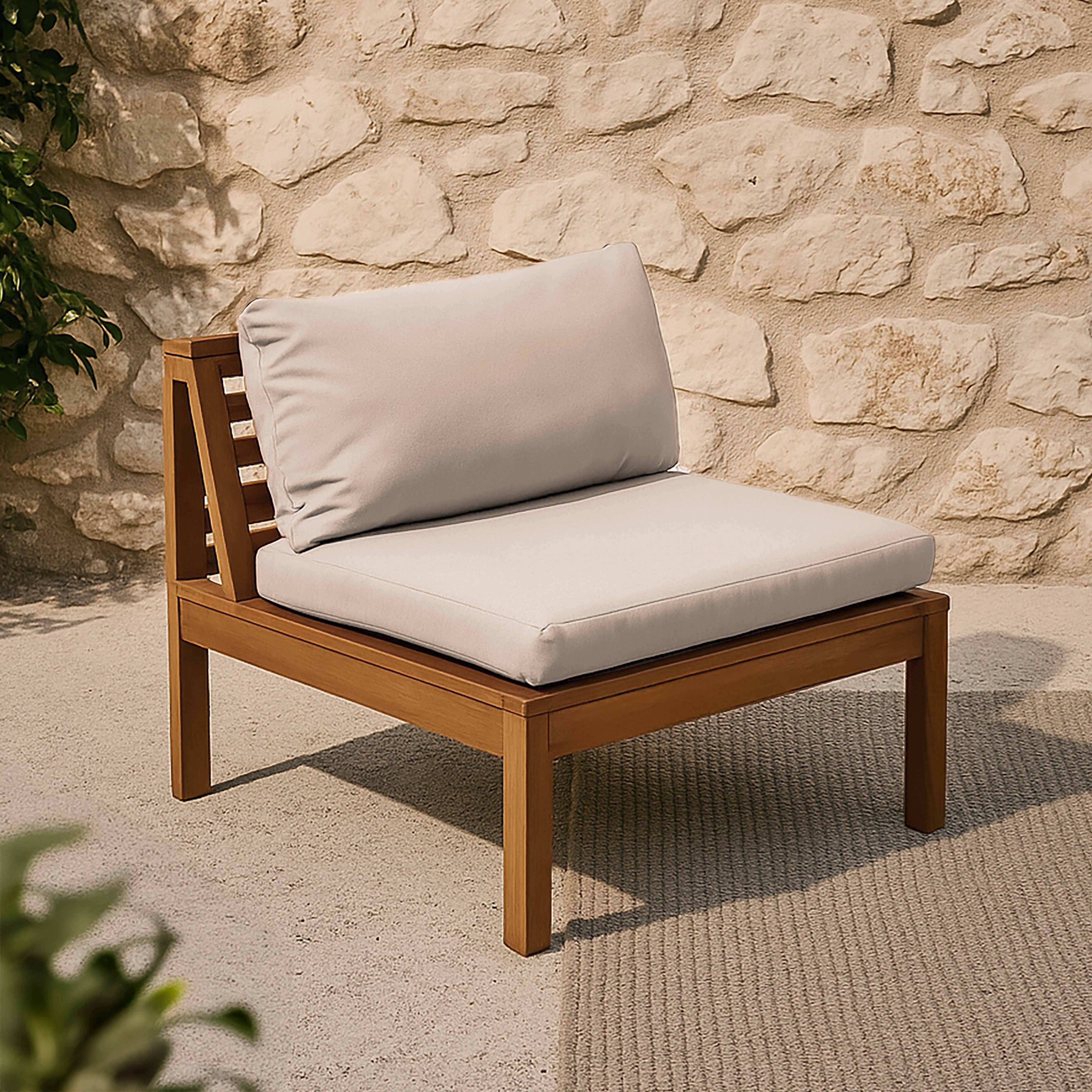 Oviala - Fauteuil de jardin bas en bois d'eucalyptus écru Maupiti - Oviala - Imagen 2