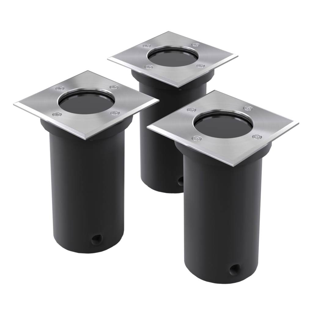 Lampe d'extérieur - Lampe de jardins encastrées au sol 3 pcs Carré